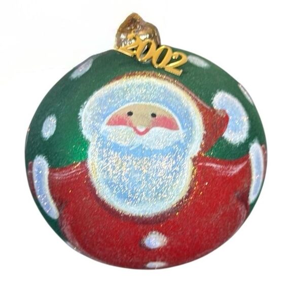 2002 Festive Santa Claus Ornament - Red and Green - Picture 1 of 5